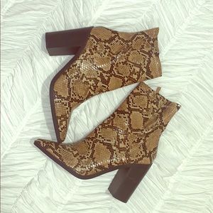 Brand new brown snake print booties